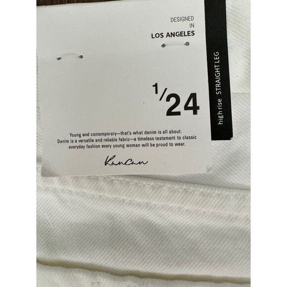 Kancan Cammie High Rise Straight Leg Jeans White Button Fly Frayed Hem 1/24 - Picture 13 of 13